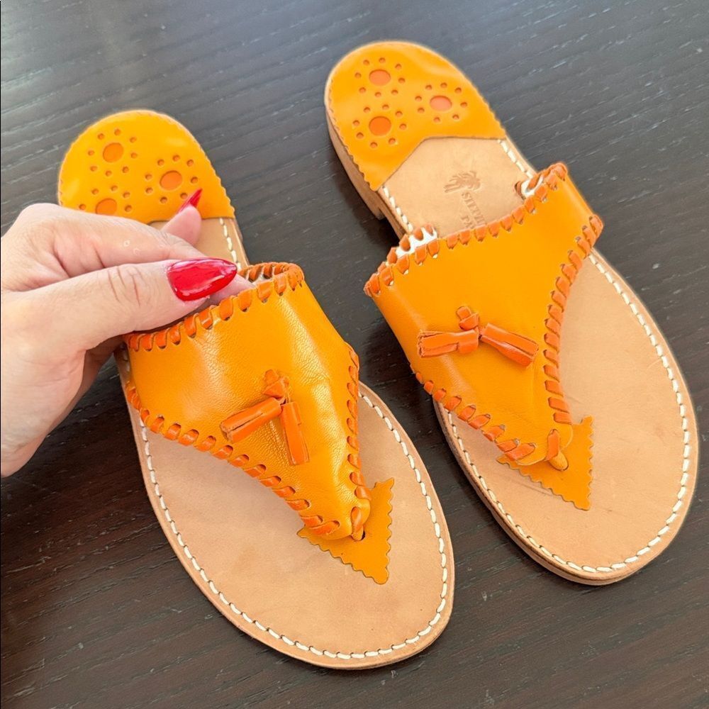 New jack Roger’s Orange Leather Women's Sandals 8